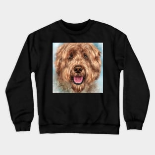 Painting of a Smiling Labradoodle Dog with Its Tongue Out Crewneck Sweatshirt